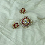Raktima jewellery set with a coordinated floral design, clear polki stones, and gold-toned detailing.
